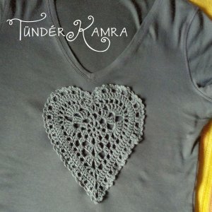 horgolt szív Tündérkamra pólóra